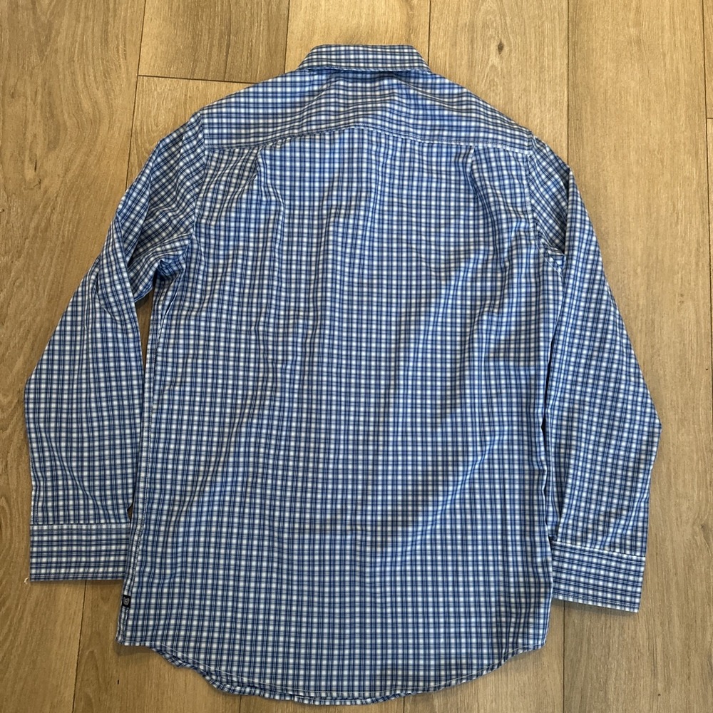 Chaps Men's Performance 4 Way Stretch L/S Button Shirt Blue Plaid Classic Small - Picture 7 of 8